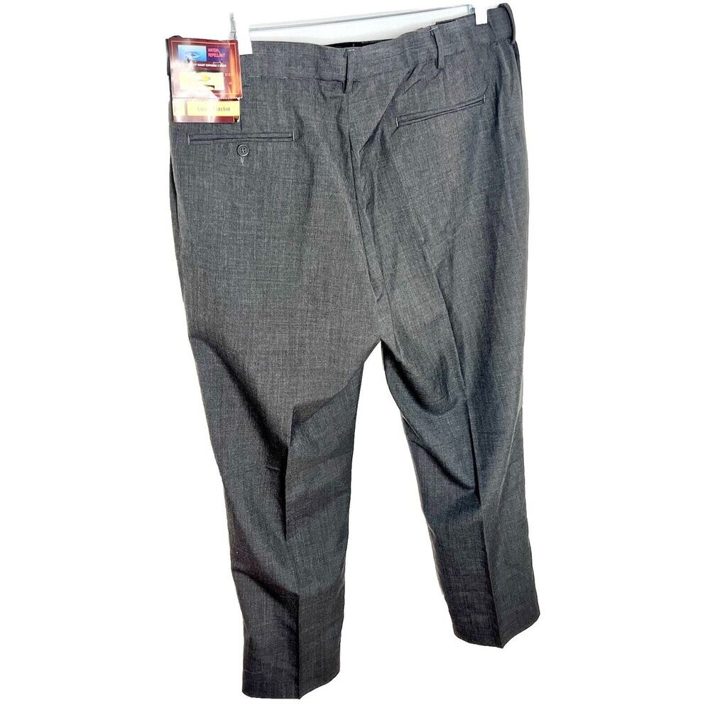 LOUIS MARTIN EXPANDABLE WAIST Gray Dress Pants Sz 42‎ WATER REPELLANT Wool Blend